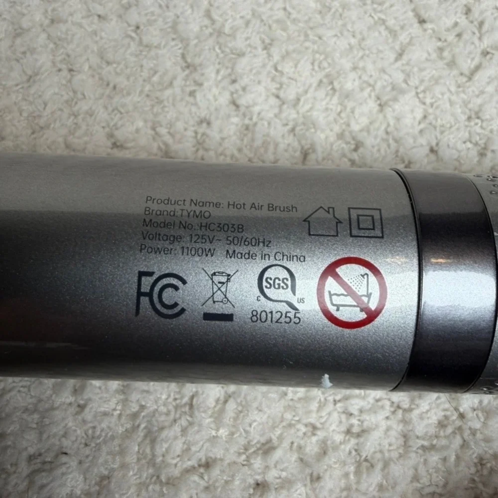 TYMO Hot Air Brush Volumizer Hair Dryer Styler Silver HC303B 1100W WORKS!